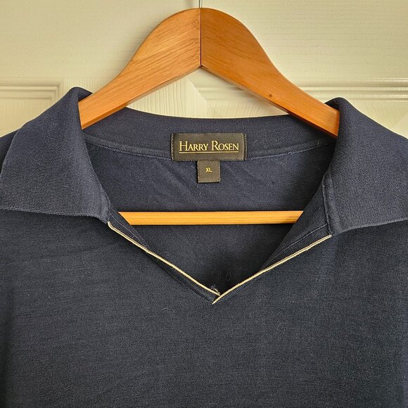 Harry Rosen Men's XL Navy Blue Polo Shirt 100% Cotton Business Casual Wear - Picture 2 of 12